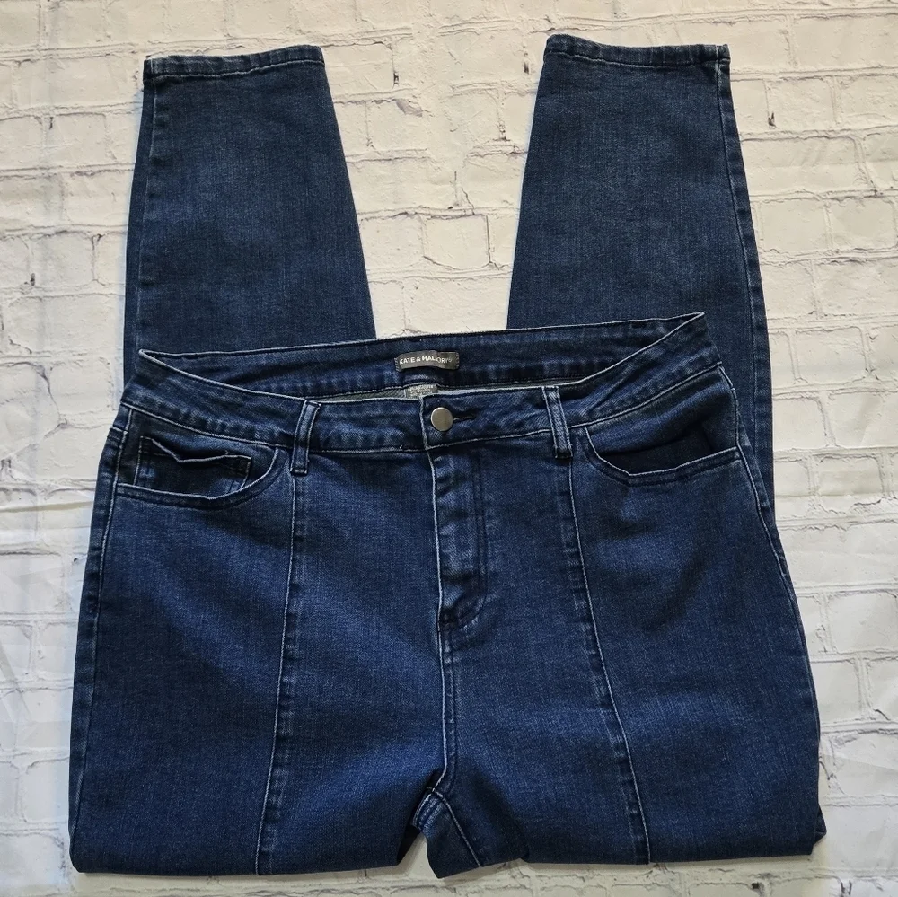 Denim Jeans Princess Seam Front Ankle Slit Western Size:14